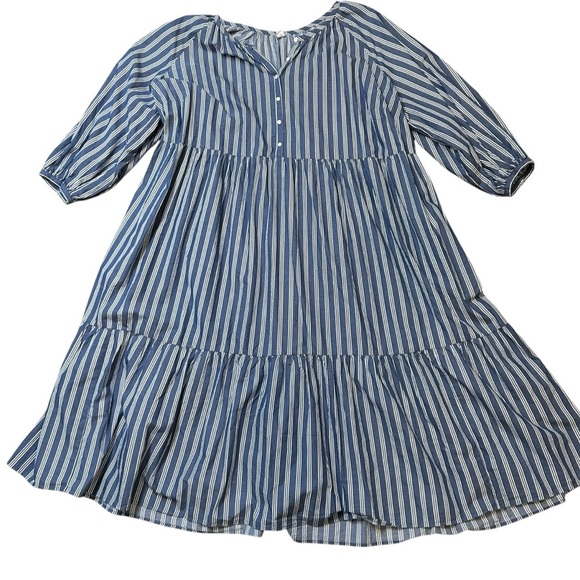 Old navy blue Striped tiered Button-Front All-Day Midi Swing Dress size 4X - Picture 8 of 10